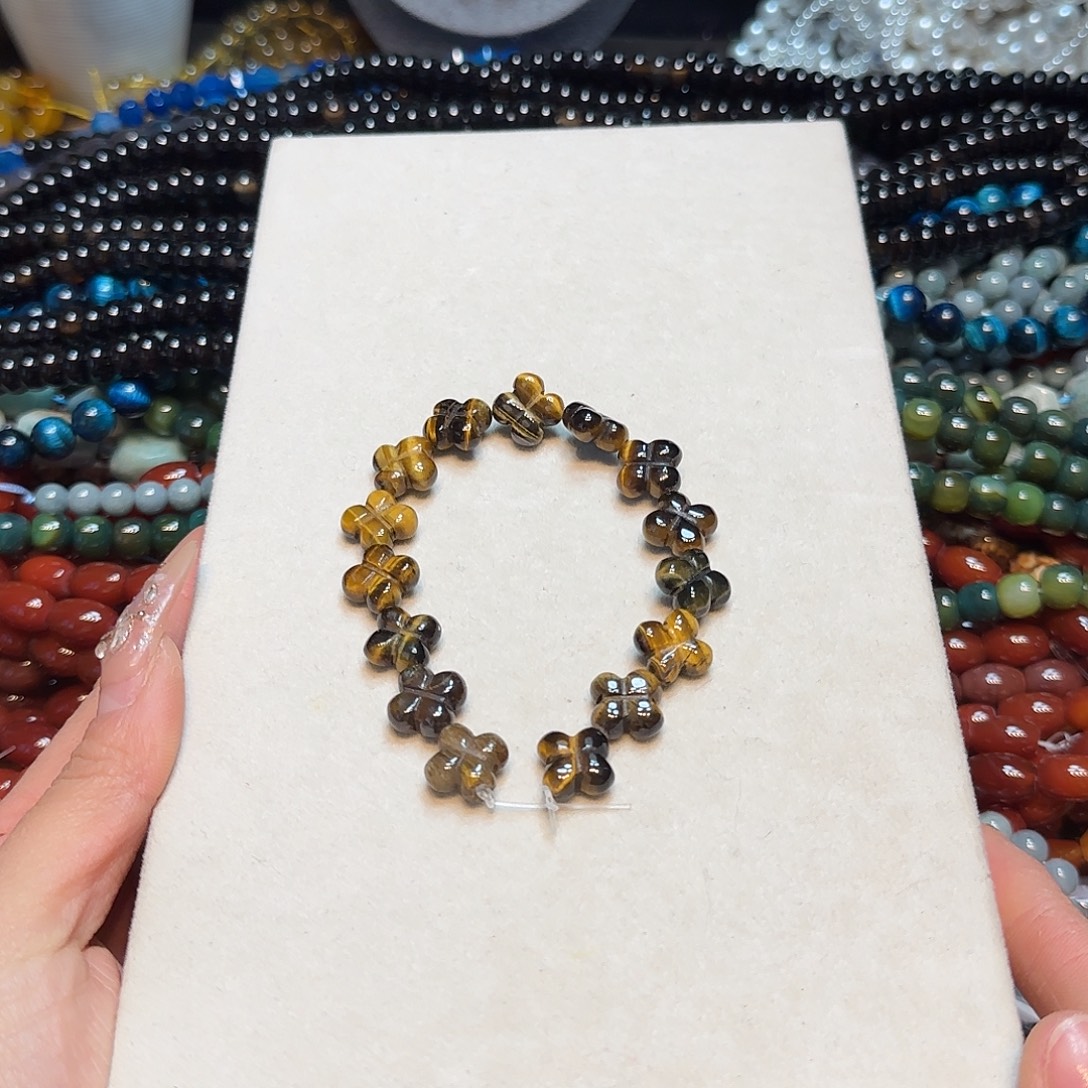 玛瑙/玉髓合金珠宝半成品雕刻件四叶草14mm