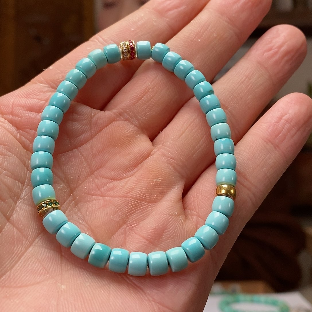 绿松石珠宝奇石18K金镶嵌