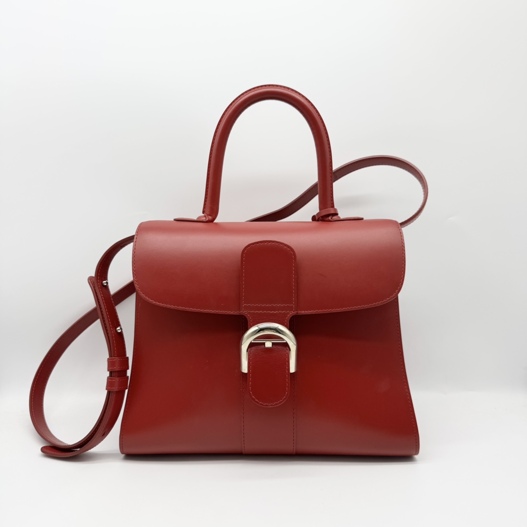 95新 Delvaux/德尔沃 红色 Brillant 银扣 手提包 