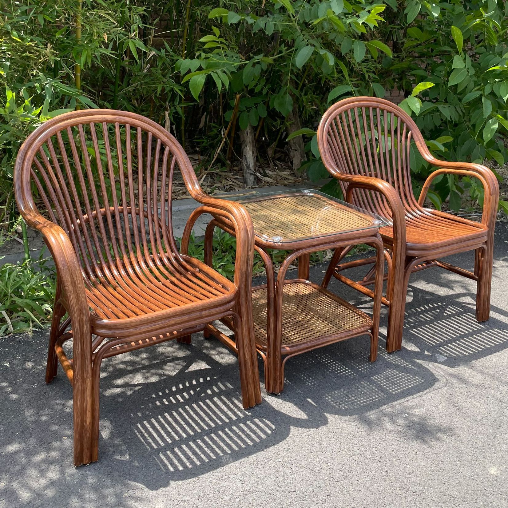 【春和景明家居】天然藤杆休闲椅阳台椅藤椅靠背椅阳台藤椅藤椅