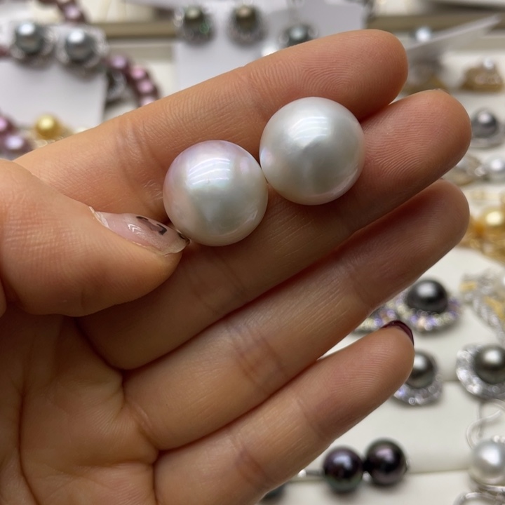 拼合珍珠（马贝珠）耳饰银S925镶嵌