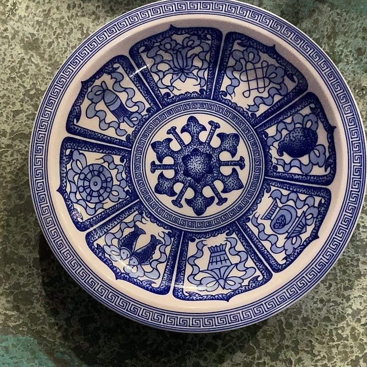 摆件陶7.5寸青花缠枝八宝纹壶承