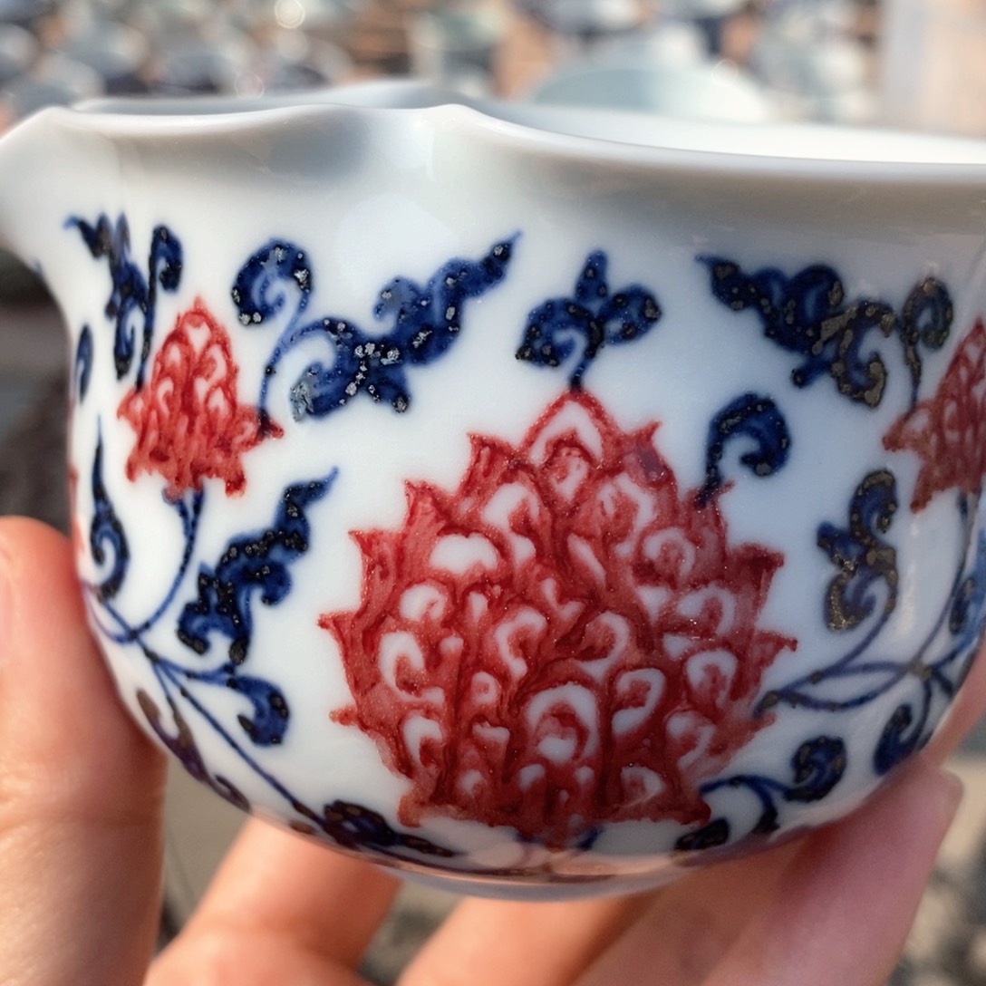 颖***^瓷片景德镇手绘陶瓷青花公道杯