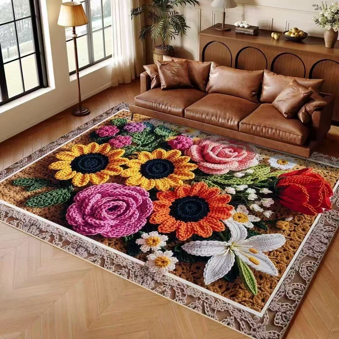 HY194-120×140向阳花客厅沙发飘窗卧室地垫榻榻米床边毯吸水防滑