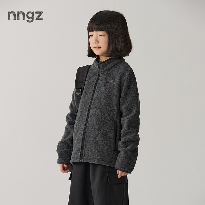 NNGZ女童双面摇粒绒外套冬季学生保暖舒适儿童拉链开衫B25DW0180D