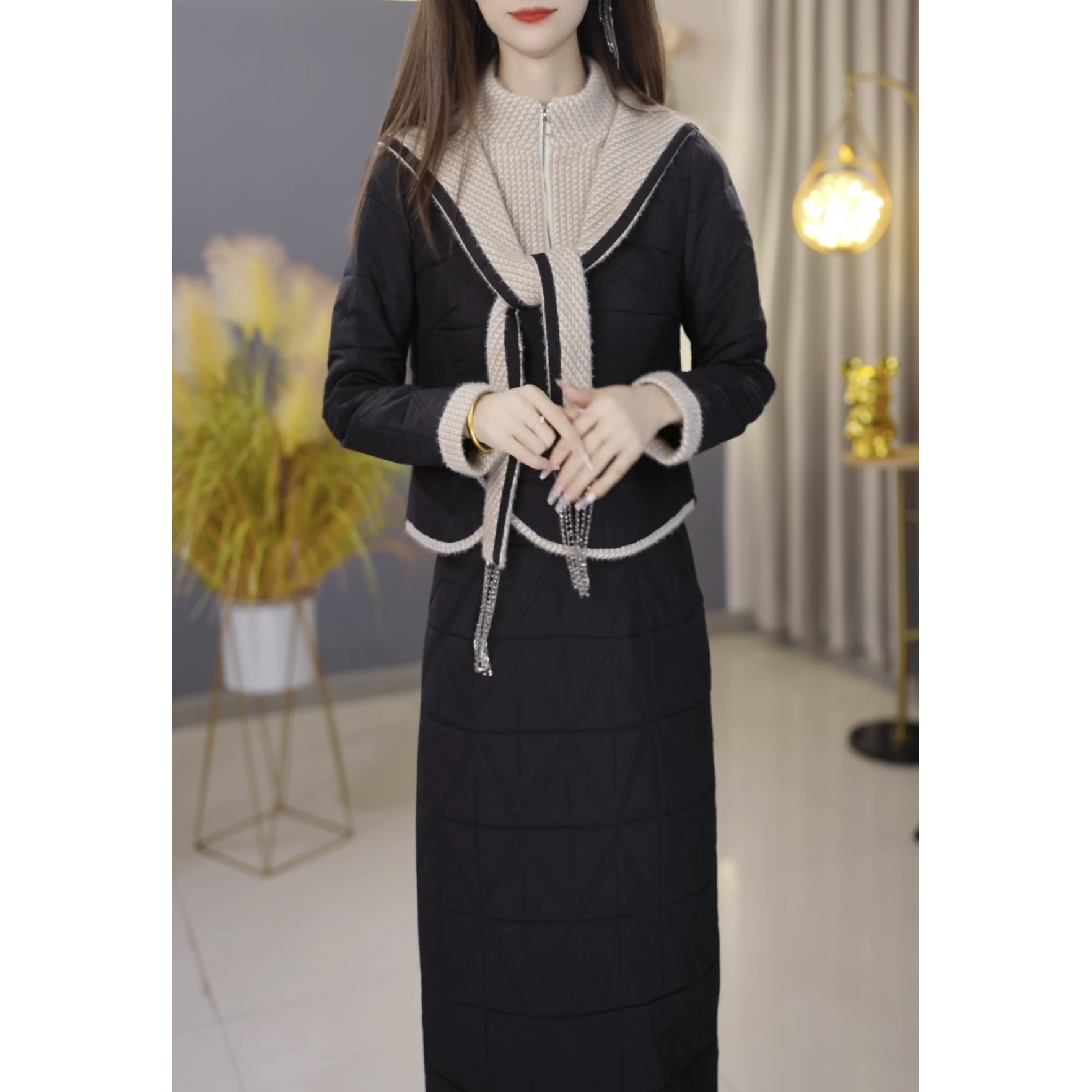 【棉服定制】C1057棉衣加半身裙两件套优雅时尚减龄收腰显瘦冬季新