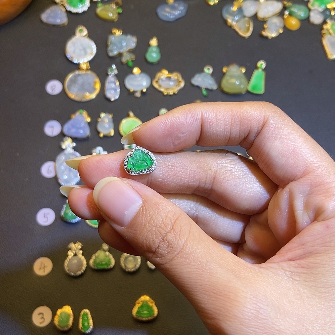 翡翠银S925镶嵌吊坠(不含链)