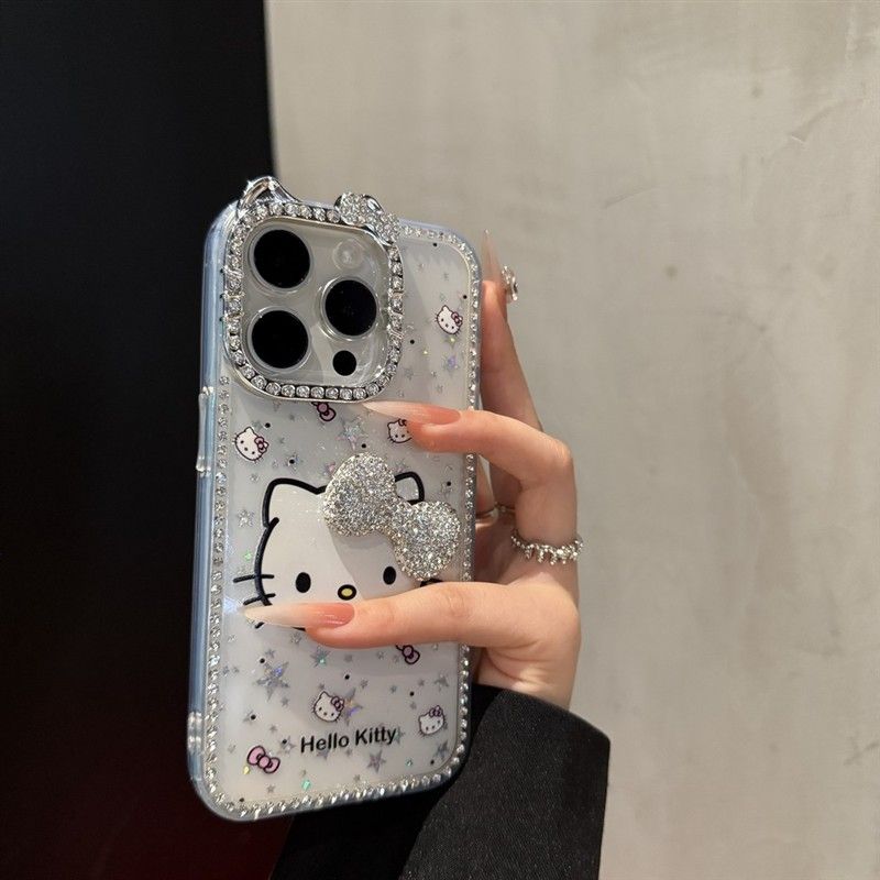 时尚蝴蝶结KT猫适用苹果16promax手机壳个性iPhone15透明14小众13