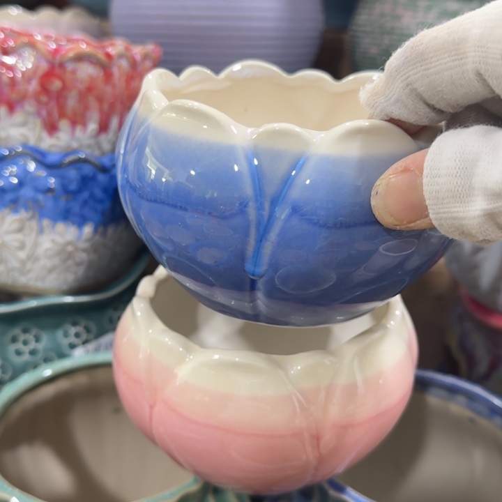 凑9快包邮，有孔，陶瓷花盆