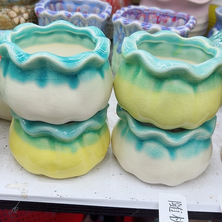 多肉绿植陶瓷花盆9.9包邮，有孔