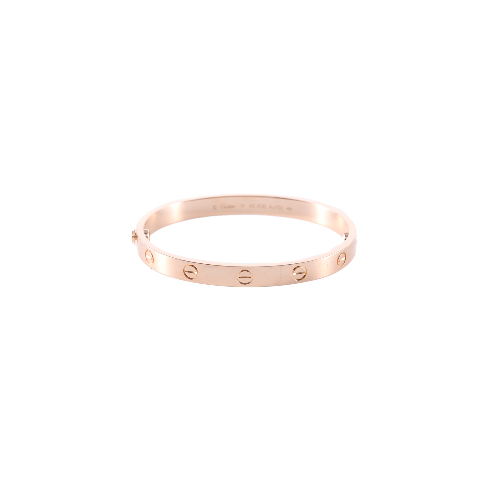 99新 Cartier/卡地亚 花花 LOVE 宽版手镯 18K玫瑰金 17号