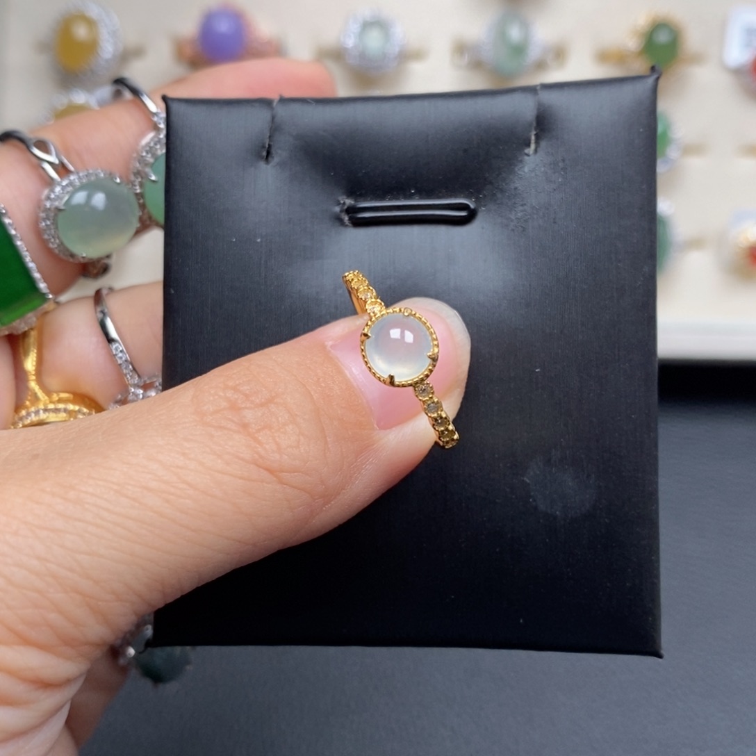 翡翠戒指银S925镶嵌戒指