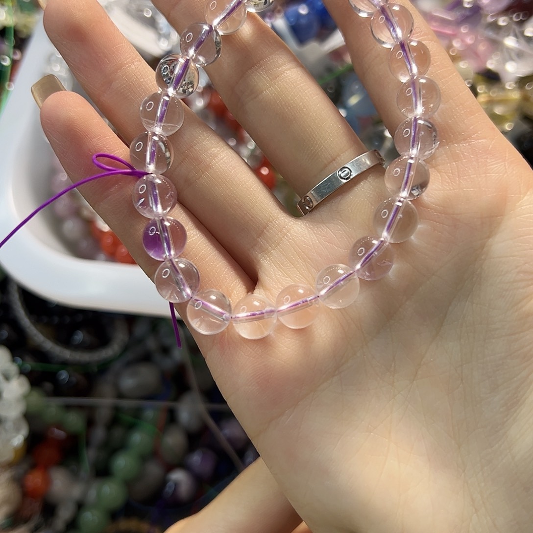 玛瑙/玉髓未镶嵌珠宝半成品玻利维亚浅紫卡8一串