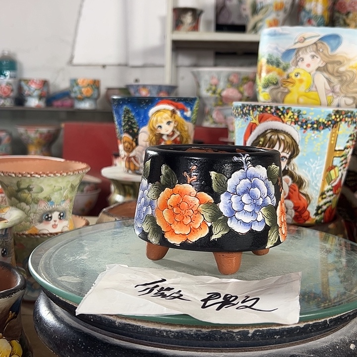 满38包邮 景德镇幸运花盆