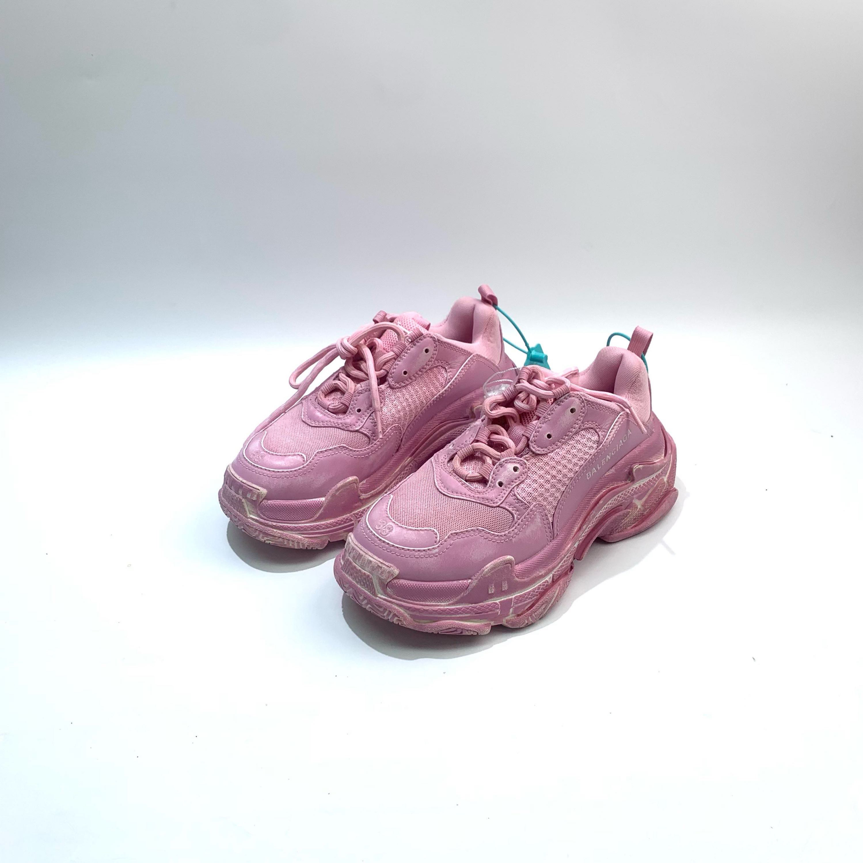 未使用 Balenciaga/巴黎世家 38码 粉色做旧Triple S老爹鞋bl0525