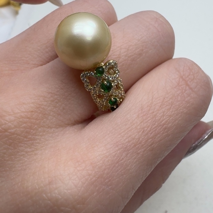 海水珍珠戒指银S925镶嵌