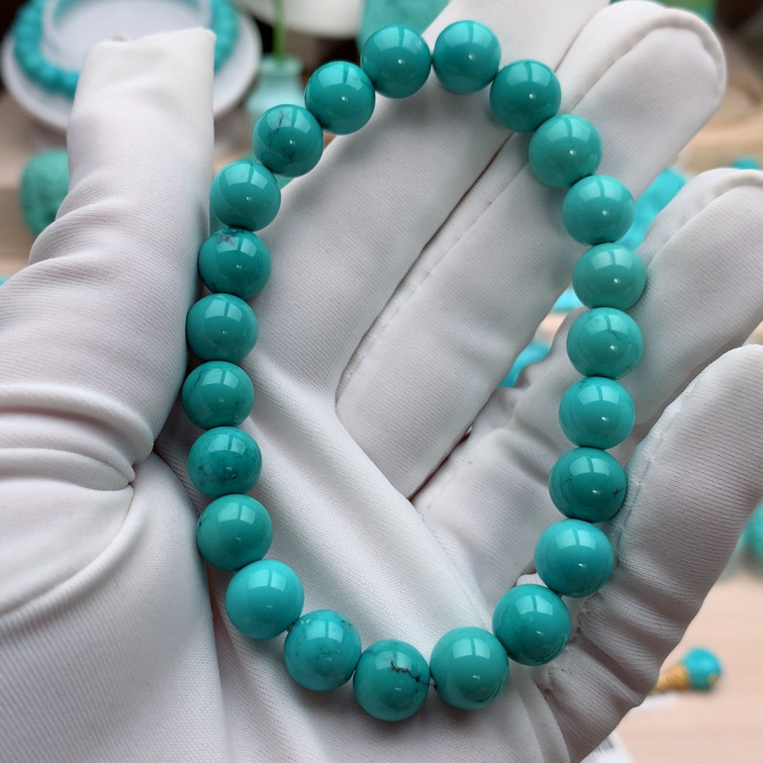 绿松石珠宝奇石未镶嵌8.3mm