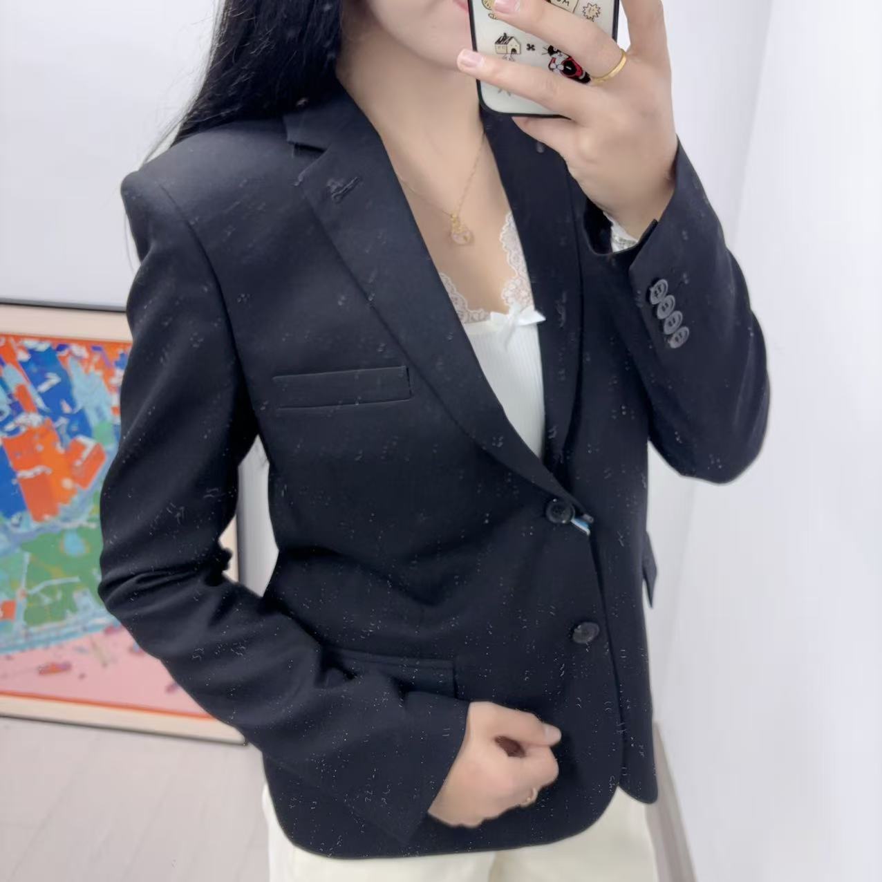 95新 YSL/圣罗兰 麦殿/纤维西装黑色38码/250328VLYLB01
