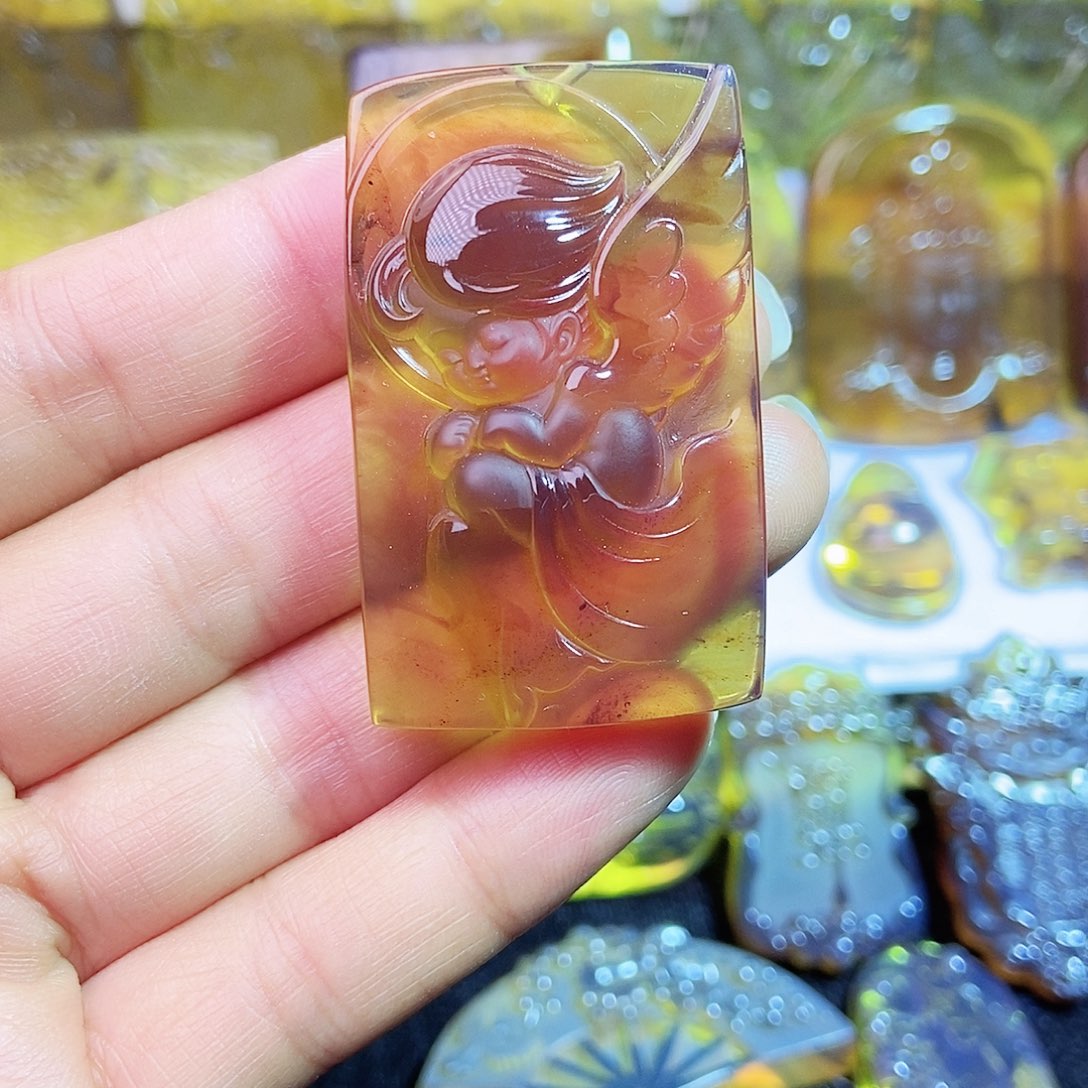 琥珀颈饰未镶嵌天使14号