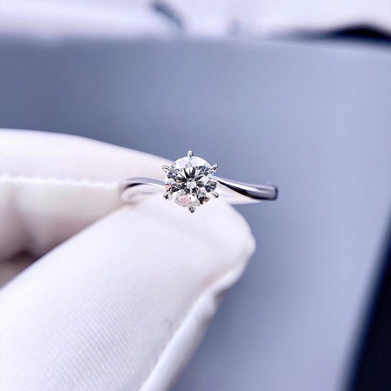 925银戒指 莫桑石钻女款单钻活口戒指 时尚表白礼物莫桑钻带证书