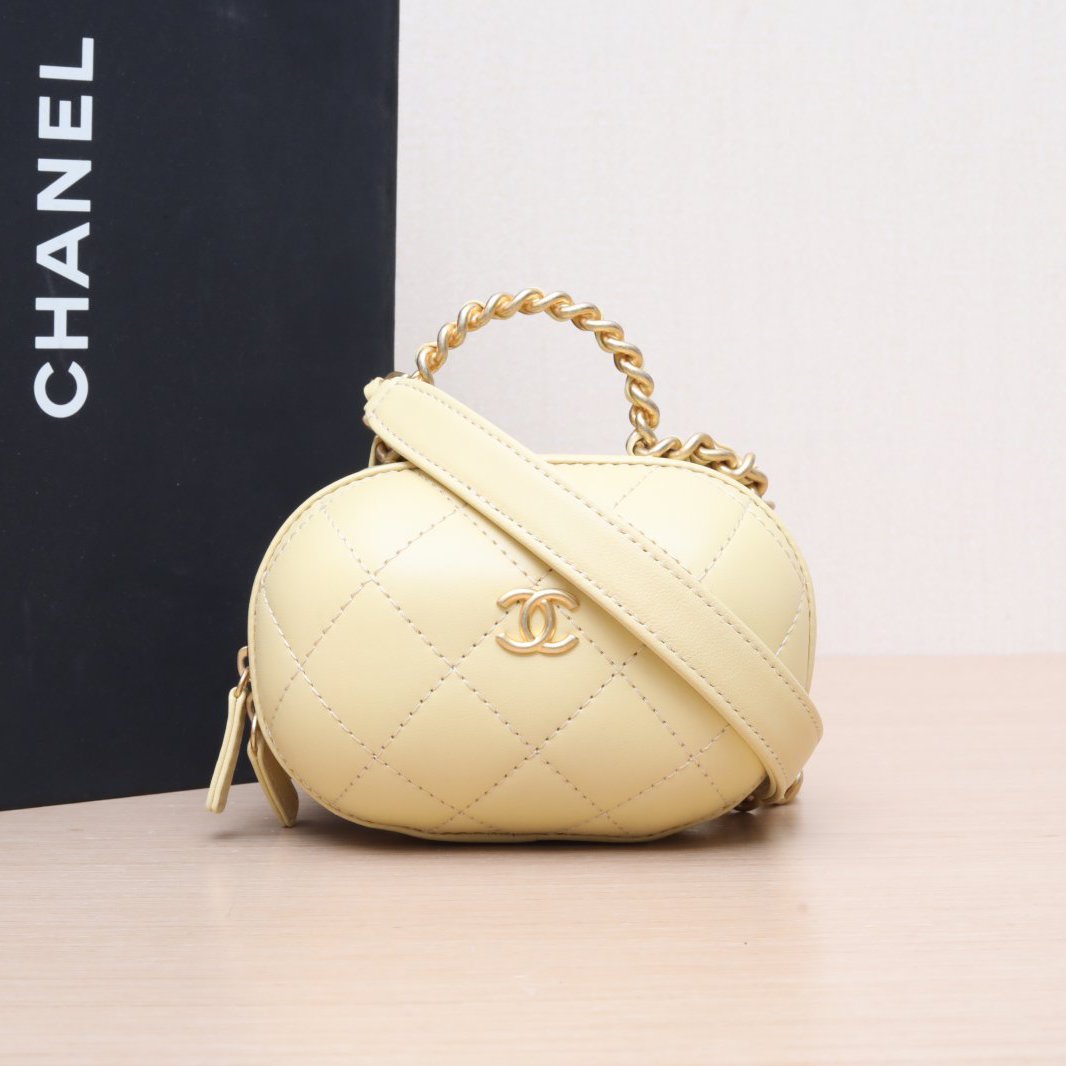 99新 Chanel/香奈儿 小花6欢 22P 手柄泡泡化妆包 13cm 黄色 31开