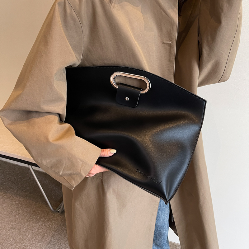 大容量纯色包包女2025秋新款潮时尚小方包上班通勤复古潮搭手提包