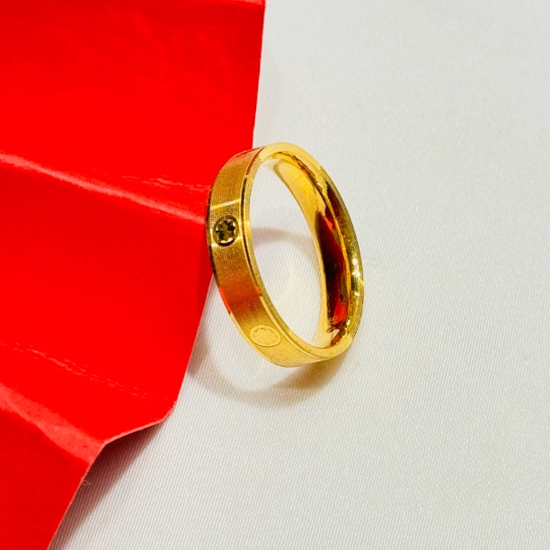 黄金足金999亮走边拉丝米字硬金款固口戒指