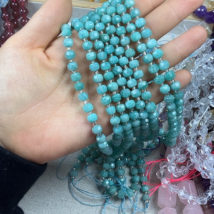 石英质玉合金珠宝半成品卡5*7天河车轮一条