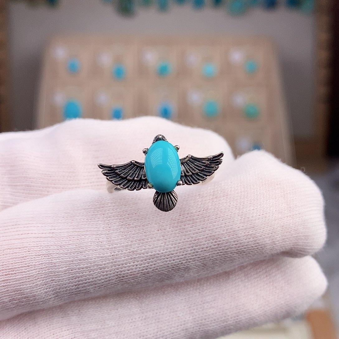 绿松石戒指银S925镶嵌