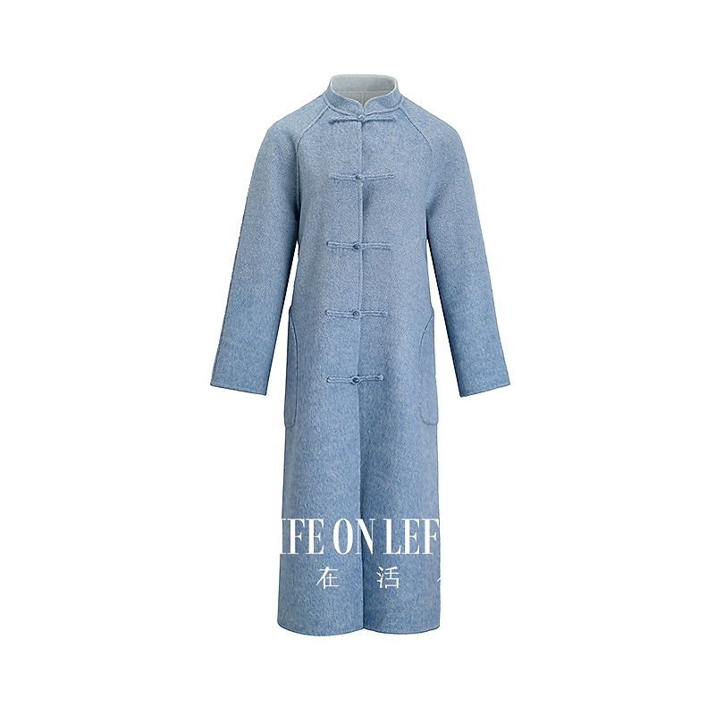 生活在左绵羊毛双面呢外套渐变多色新款新中式盘扣大衣女T1954263