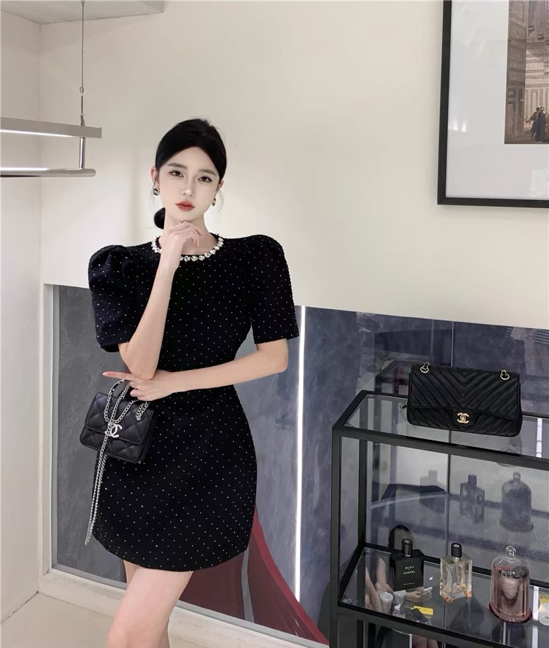 【全部清清】小香风连衣裙修身显瘦法式小黑裙-X8922