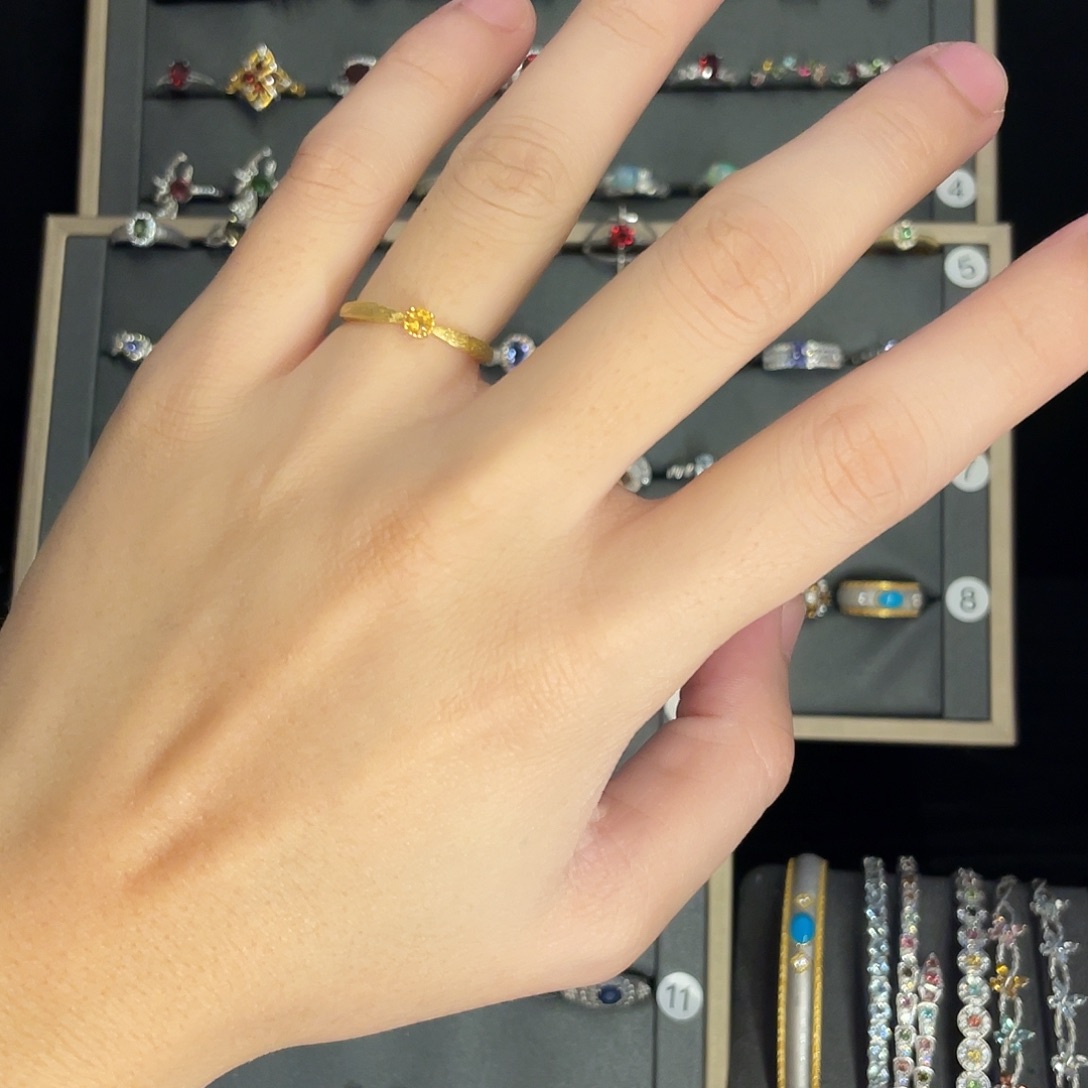 戒指黄晶银S925镶嵌