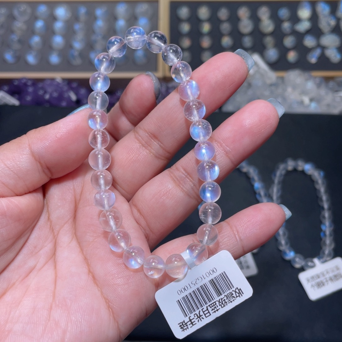M***n手链未镶嵌长石蓝月光手链7mm