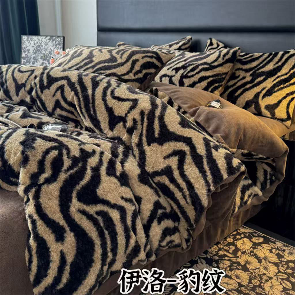 高端珊瑚绒四件套，简约床上加厚双面珊瑚绒秋冬季