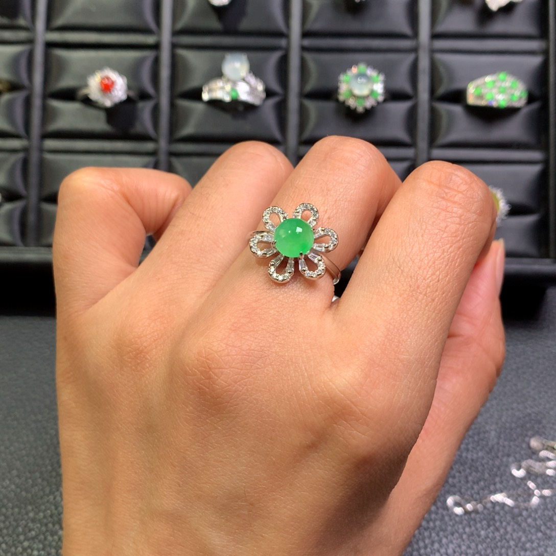 翡翠银S925镶嵌戒指