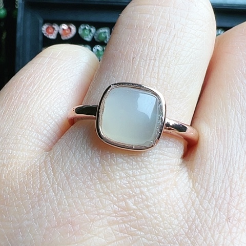 和田玉戒指银S925镶嵌