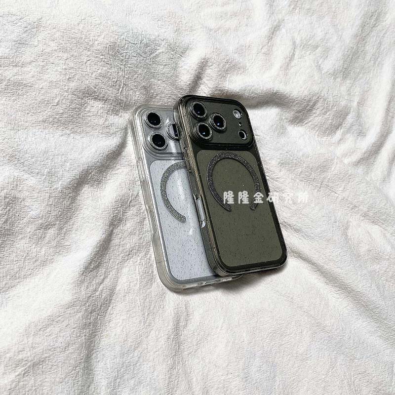 隆隆金适用苹果17透明闪粉iPhone16promax磁吸简约保护套14/15pro