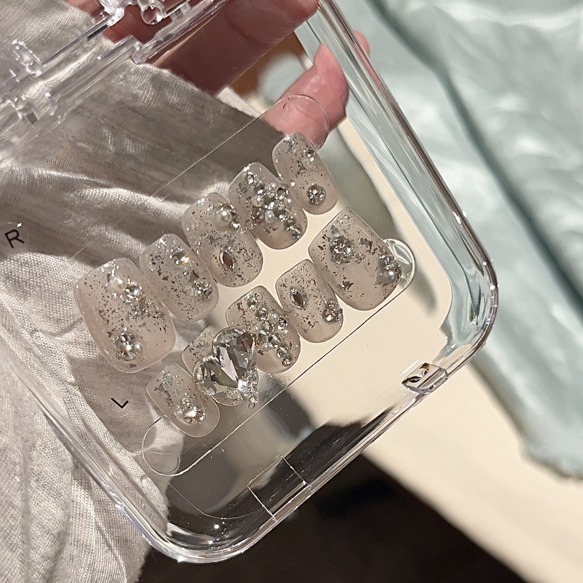 【毛利美甲事务所】月下华尔兹 施华洛纯手工穿戴甲短甲定制