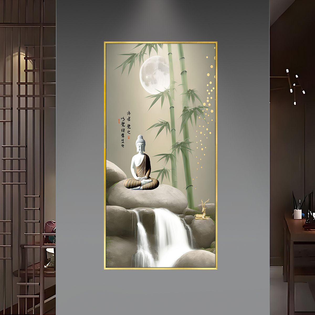 极简新中式山水古风禅意装饰画适用于茶室书房客厅玄关挂画c062