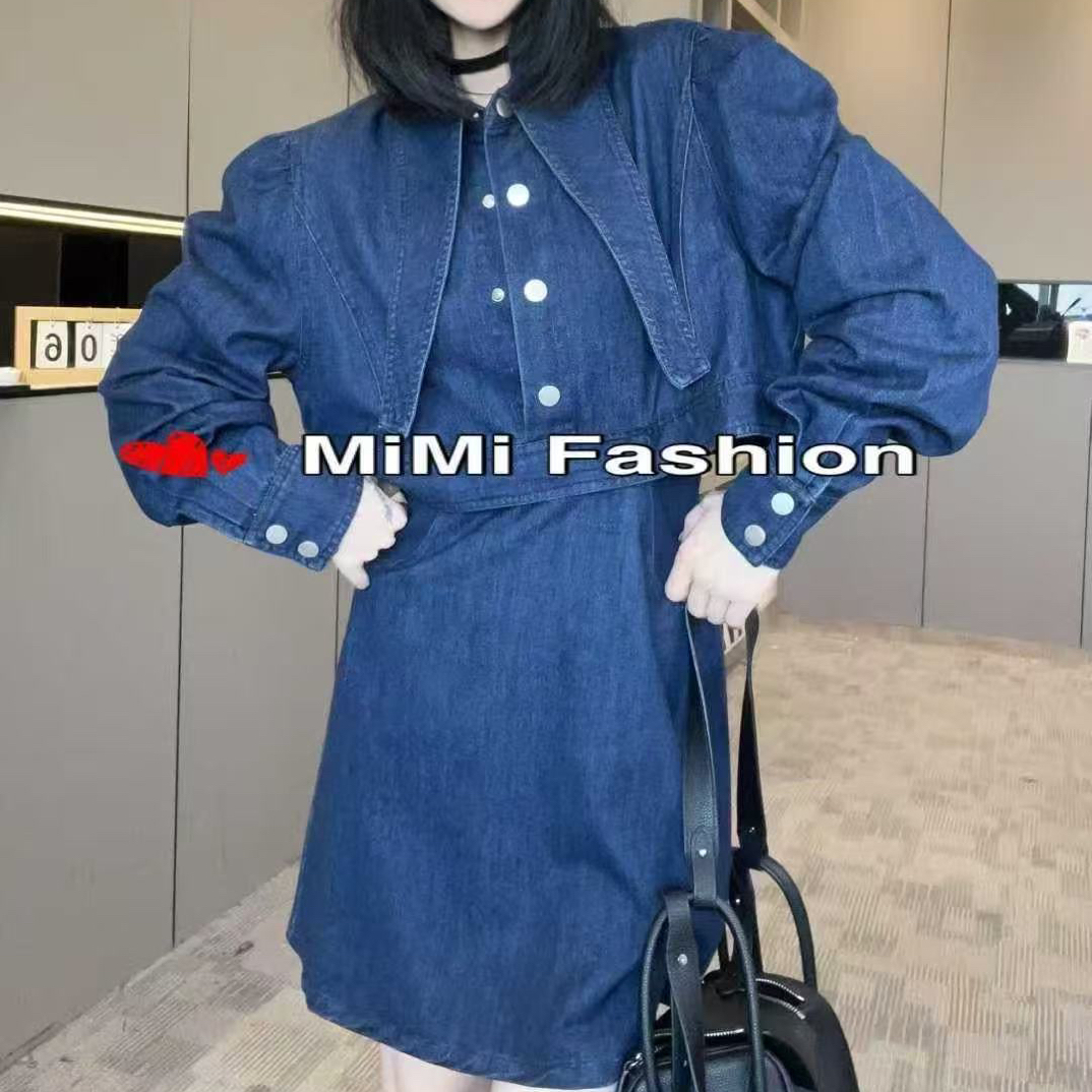 【BAI】秋季新款复古风收腰显瘦百搭翻领连衣裙817