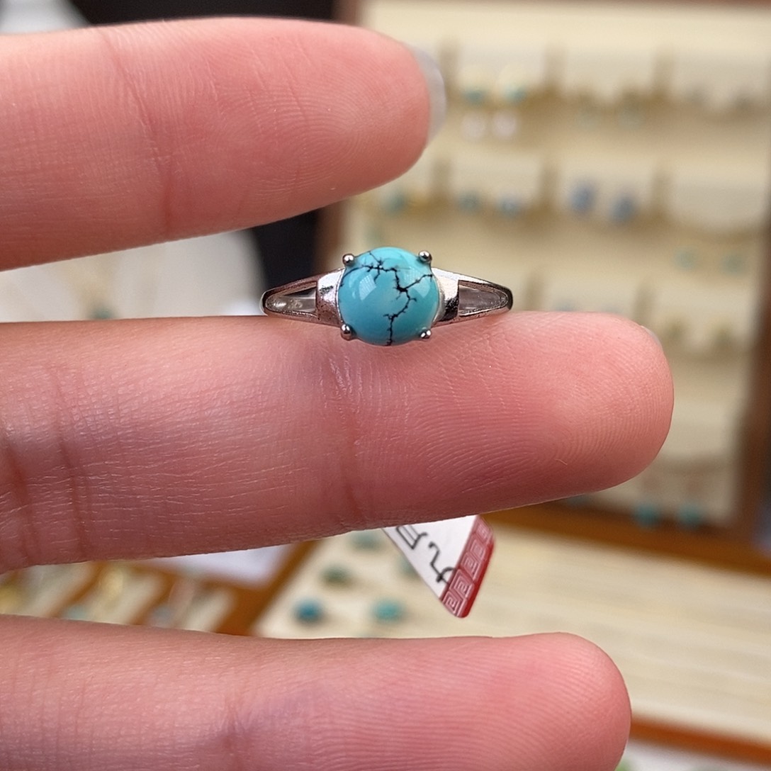 绿松石戒指银S925镶嵌