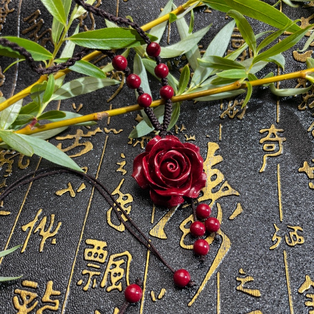 含辰砂工艺品 高含量紫金朱砂【玫瑰花挂坠】独属于女生的浪漫
