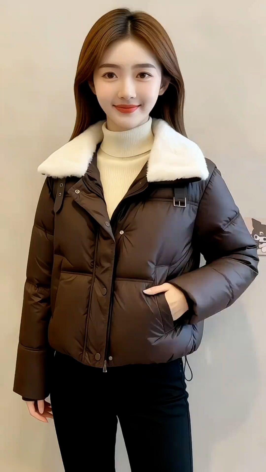 PU皮棉服女冬季爆款2025年新款爆款棉衣短外套羊羔绒毛领拼接棉袄