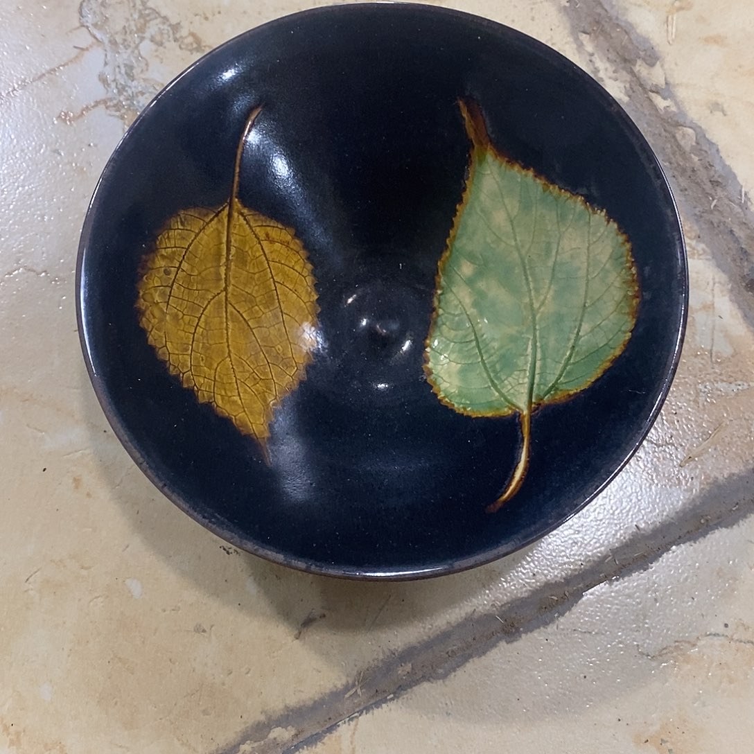 雅***玩瓷片吉州窑树叶盏13688