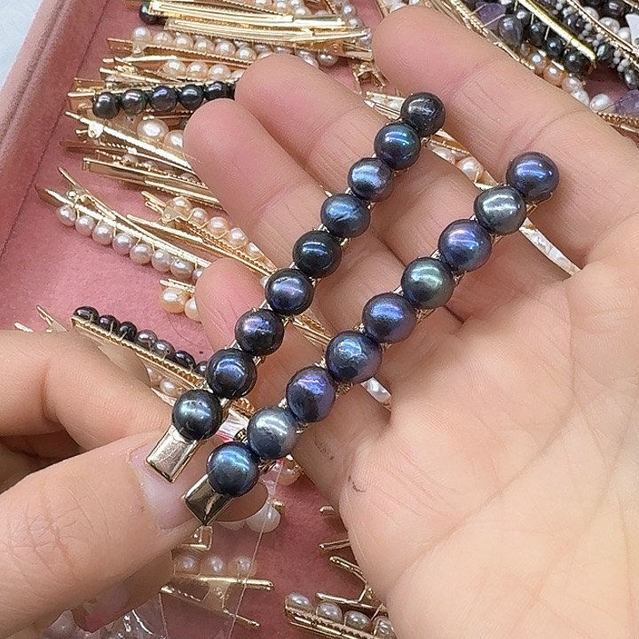 淡水珍珠发饰银S925镶嵌