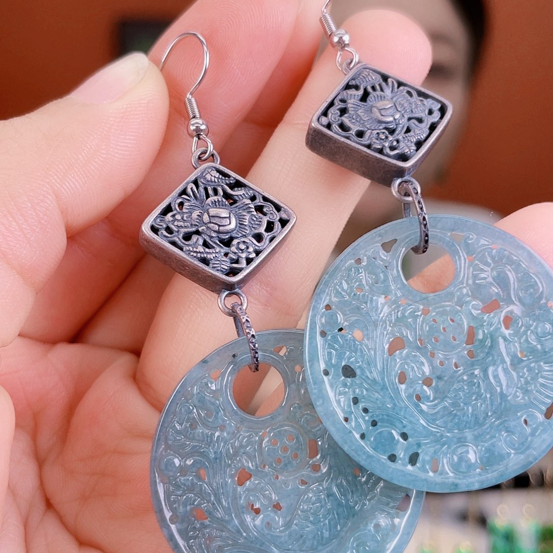 翡翠未镶嵌耳饰饰品