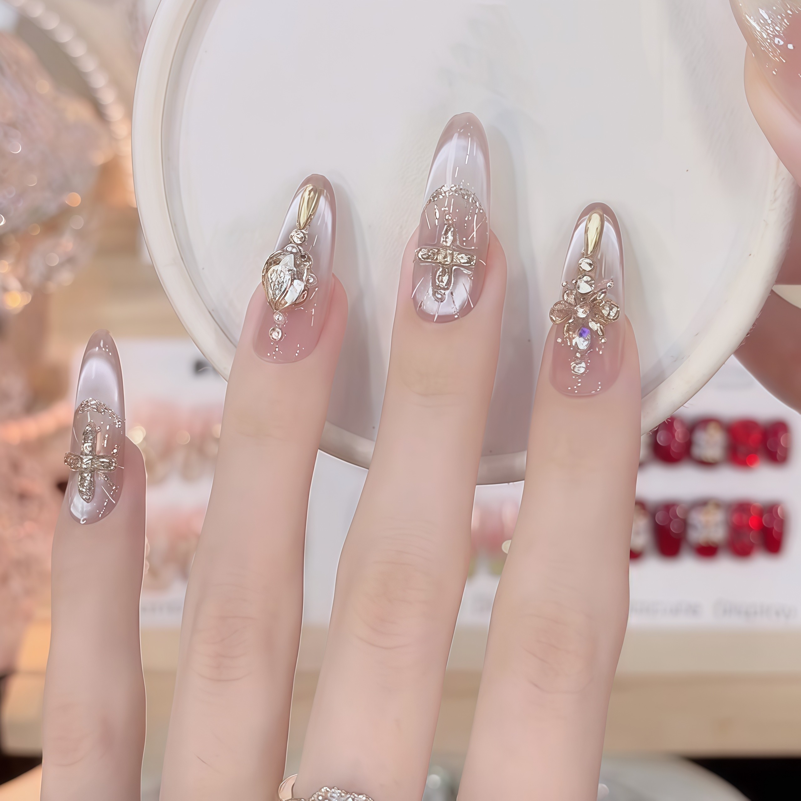 【神谕鎏光】时尚清新纯欲高级感成品美甲穿戴式手工穿戴甲