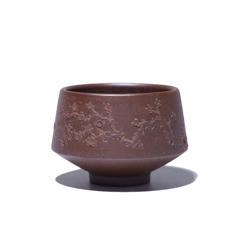 大吉羊柴烧 宜兴紫砂小杯品茗杯 原矿本山绿泥纳福暗香杯130ml