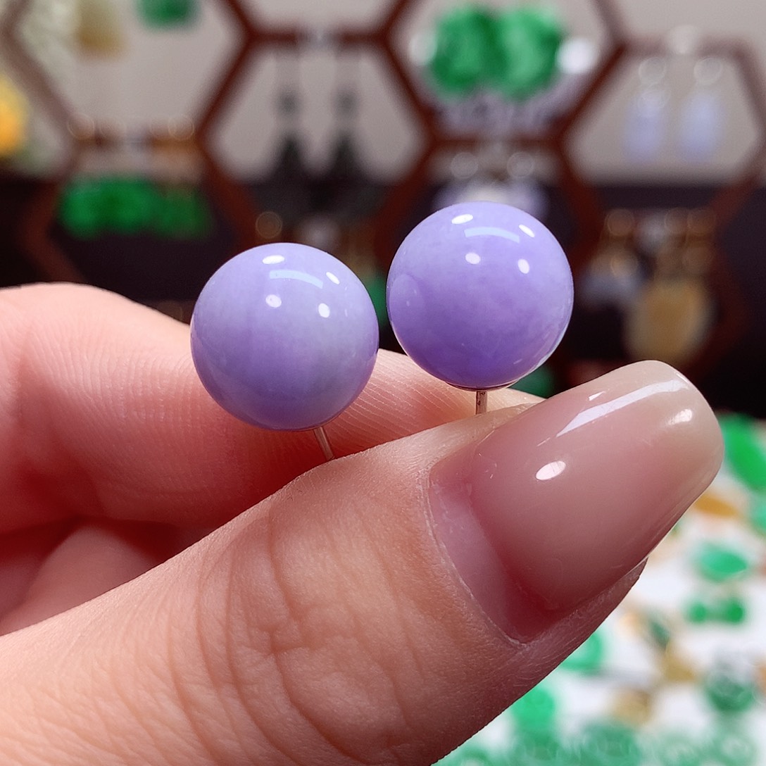 翡翠耳饰18K金镶嵌天然翡翠