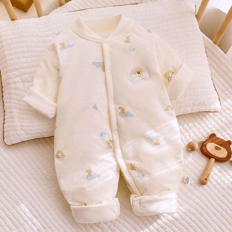 【专柜】秋冬婴儿连体棉袄40g新生儿棉衣薄棉服卡通保暖宝宝外套